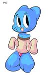  anthro blue_fur cat clothed clothing feline female fur kneeling mammal mature_female mother nicole_watterson open_mouth panties parent smile solo solofrozen sweater the_amazing_world_of_gumball underwear 