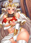  aliza_(granblue_fantasy) blush bracer breast_hold breasts cleavage cleavage_cutout crown draph earrings granblue_fantasy hair_pulled_back hand_in_panties headpiece horns inverted_nipples jewelry large_breasts loincloth long_hair masturbation mini_crown nipples panties parted_lips pointy_ears pussy_juice red_eyes silver_hair solo somejima sweat thighhighs torn_clothes underwear very_long_hair white_legwear white_panties 