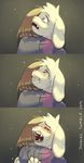  2015 ambiguous_gender anthro asriel_dreemurr boss_monster child crying duo fur hair hug human joodlez_(artist) male mammal protagonist_(undertale) simple_background tears undertale video_games white_background young 