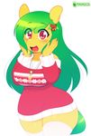  2015 3mangos anthro blush clothing equine fan_character female green_hair hair horse jewelry legwear long_hair mammal mango_(character) my_little_pony necklace open_mouth pony red_eyes simple_background solo sweater thigh_highs white_background 
