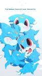  ambiguous_gender anthro blue_skin blush bubble claws digimon kemono looking_at_viewer nekokagebevil open_mouth red_eyes tongue underwater veemon water young 