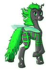  2015 arthropod carapace changeling equine fan_character fangs female friendship_is_magic green_eyes green_hair hair hooves horn horse insect mammal mane my_little_pony mystic_flame pony riisuu simple_background smile solo tongue winged_unicorn wings 