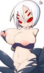  arachne big_breasts breast_grab breast_squish breasts clothing elbow_gloves erect_nipples female gloves hair hand_on_breast monster monster_girl monster_musume_no_iru_nichijou multiple_eyes nipple_pinch nipples nude pussy rachnera_arachnera_(monster_musume) urban_(artist) white_hair 