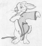  balls barefoot bathrobe bottomless buckteeth clothed clothing front_view greyscale half-dressed lagomorph looking_at_viewer mammal mizzyam monochrome open_mouth pencil_(artwork) penis penis_tip presenting rabbit semi-anthro sheath signature smile standing teeth traditional_media_(artwork) whiskers 