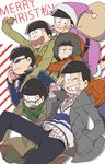  :3 bespectacled black_eyes black_hair brothers christmas coat glasses grin hand_in_pocket hat hood kl male_focus matsuno_choromatsu matsuno_ichimatsu matsuno_juushimatsu matsuno_karamatsu matsuno_osomatsu matsuno_todomatsu merry_christmas multiple_boys one_eye_closed open_mouth osomatsu-kun osomatsu-san pun purple_santa_costume santa_costume santa_hat sextuplets siblings smile sunglasses 