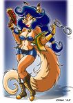  2015 anthro big_breasts breasts canine carmelita_fox celso33 cleavage clothed clothing female fox gun mammal ranged_weapon sly_cooper_(series) solo video_games weapon 