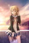  asakurashinji brown_eyes hand_in_hair highres isshiki_iroha light_brown_hair outdoors scarf skirt solo yahari_ore_no_seishun_lovecome_wa_machigatteiru. 