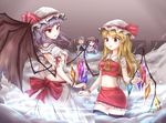  4girls :d :o adapted_costume apron ass bad_id bad_pixiv_id bat_wings black_legwear blonde_hair blood blush breasts butt_crack crescent crescent_hair_ornament flandre_scarlet hair_ornament hat hat_ribbon izayoi_sakuya lavender_hair long_hair low_wings magic maid_headdress midriff minust mob_cap multiple_girls navel nosebleed older open_mouth patchouli_knowledge pointy_ears puffy_short_sleeves puffy_sleeves purple_eyes purple_hair red_eyes remilia_scarlet ribbon short_hair short_sleeves sideboob silver_hair small_breasts smile smoke surprised thighhighs touhou undersized_clothes wings wrist_cuffs zettai_ryouiki 
