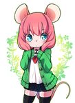  animal_ears blue_eyes cardigan commentary_request furry highres long_hair mouse_ears mouse_girl original pink_hair school_uniform serafuku shirt skirt solo tail thighhighs yuuki_(yuyuki000) zettai_ryouiki 