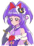  :o amethyst bangs bare_shoulders black_gloves black_hat blush bow bracelet cape cravat cure_magical dress earrings elbow_gloves finger_to_mouth frills gem gloves hair_ornament hat izayoi_liko jewelry long_hair looking_at_viewer mahou_girls_precure! mini_hat mini_witch_hat pink_bow precure purple_dress purple_eyes purple_hair simple_background sketch sleeveless sleeveless_dress solo tj-type1 upper_body very_long_hair white_background witch_hat 