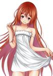  aihara_enju black_bullet cowboy_shot dress long_hair looking_at_viewer muffin_(sirumeria) red_eyes red_hair simple_background smile solo very_long_hair white_background white_dress 