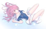  derivative_work fuyuumi_ai highres long_hair looking_at_viewer lying on_back ore_no_kanojo_to_osananajimi_ga_shuraba_sugiru pagotan pink_eyes pink_hair skirt socks solo white_legwear white_skirt 