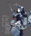  aircraft airplane english green_hair gun highres hime_cut nail_polish original personification phalanx_ciws red_eyes simple_background solo turret uav uss_iowa_(bb-61) weapon yoshimizu_amine 