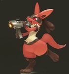  alternate_color baketu black_background canine digitigrade fangs lucario mammal nintendo open_mouth pok&eacute;mon red_eyes simple_background spikes standing super_scope teeth video_games 