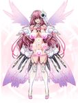  breasts censored highres large_breasts long_hair looking_at_viewer nipples novelty_censor original os-tan pink_eyes pink_hair power_symbol pussy q_azieru smile solo wings 