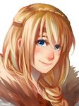  astrid_hofferson blonde_hair blue_eyes blush braid circlet closed_mouth face hair_over_shoulder how_to_train_your_dragon how_to_train_your_dragon_2 k@de long_hair single_braid smile solo 