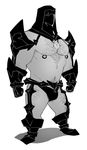  armor black_and_white kokuhane lich male mask monochrome muscular not_furry pecs piercing shroud solo strong undead 