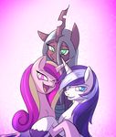  2015 blue_eyes blush changeling equine female feral friendship_is_magic green_eyes group hair horn kanashiipanda long_hair looking_at_viewer male mammal multicolored_hair my_little_pony open_mouth pink_eyes princess_cadance_(mlp) queen_chrysalis_(mlp) shining_armor_(mlp) smile two_tone_hair unicorn winged_unicorn wings 