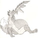  anthro belly big_belly canine capcom chaoshetra dragon duo greyscale mammal monochrome monster_hunter nude pencil_(artwork) solo_focus therandal_(character) traditional_media_(artwork) video_games vore wolf 