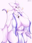  2015 anthro areola big_breasts breasts cleavage clothed clothing erect_nipples female huge_breasts mienshao mleonheart nintendo nipple_bulge nipples pok&eacute;mon skimpy solo video_games 