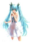  artist_name blue_eyes blue_hair cropped_legs dated dress hatsune_miku highres long_hair microphone open_mouth see-through si_(ruanmumu) simple_background sketch solo twintails very_long_hair vocaloid white_background white_dress 