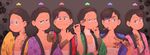  :&lt; :3 absurdres alternate_hairstyle bad_id bad_twitter_id bangs brothers brown_hair chin_stroking cigar cowlick grey_background hair_slicked_back half-closed_eyes hand_on_hip highres holding holding_pipe irezumi japanese_clothes kimono kiseru lineup male_focus matsuno_choromatsu matsuno_ichimatsu matsuno_juushimatsu matsuno_karamatsu matsuno_osomatsu matsuno_todomatsu multiple_boys o2_(o2mm) osomatsu-kun osomatsu-san pipe sarashi sextuplets siblings simple_background smile swept_bangs tattoo upper_body yakuza 