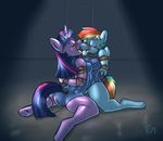  2015 anthro anthrofied bdsm bluecoffeedog blush bondage bound clothing duo equine eyes_closed female female/female friendship_is_magic hair hands_behind_back hi_res horn horn_ring kneeling long_hair mammal multicolored_hair my_little_pony one-piece_swimsuit open_mouth pegasus rainbow_dash_(mlp) rainbow_hair restrained rope saliva saliva_string sweat swimsuit tail_wrap tongue twilight_sparkle_(mlp) unicorn wings 