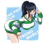  black_hair brown_eyes dress glasses hige_(com) jewelry necklace nico_robin one_piece one_piece:_strong_world ponytail solo sweater sweater_dress 