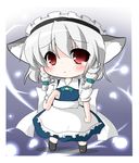  animal_ears bad_id bad_pixiv_id braid chibi dog_ears inu_sakuya izayoi_sakuya red_eyes rensei short_hair silver_hair solo tears touhou twin_braids 