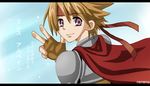  armor artist_request blonde_hair cape character_name cless_alvein copyright_name fingerless_gloves gloves looking_back male_focus red_cape solo tales_of_(series) tales_of_phantasia 