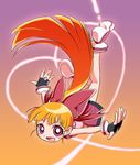  akazutsumi_momoko fingerless_gloves flying gloves hair_ribbon hajime_(caramel_toone) heart hyper_blossom long_hair orange_hair ponytail powerpuff_girls_z red_ribbon ribbon solo 