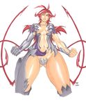  amaha_masane black_sclera breasts chris_foulkes from_below large_breasts navel red_hair solo witchblade 
