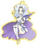  1girl blue_eyes boots breasts cape cecil_harvey cleavage female final_fantasy final_fantasy_iv full_body genderswap headband kneehighs long_hair necoya open_mouth shoulder_pads skirt solo white_background white_hair 