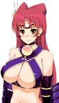  bad_id bad_pixiv_id bare_shoulders blush breasts brown_eyes choker cleavage kousaka_tamaki large_breasts long_hair manaka_de_ikuno!! midriff miyamoto_issa red_hair smile solo to_heart_2 