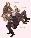  axis_powers_hetalia azuma_yuuhi bad_friends_trio_(hetalia) bad_id bad_pixiv_id blonde_hair blue_eyes brown_hair france_(hetalia) green_eyes grey_hair hairband highres multiple_boys necktie prussia_(hetalia) red_eyes spain_(hetalia) 