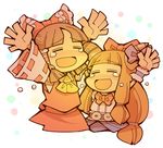  arms_up closed_eyes hakurei_reimu happy hounori ibuki_suika multiple_girls tears touhou 