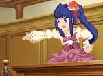  blue_hair furudo_erika gyakuten_saiban lowres objection parody pointing solo twintails umineko_no_naku_koro_ni 