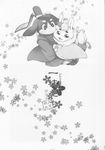  2013 ambiguous_gender anthro clothed clothing comic doujinshi duo fur hi_res hitoridachi_2_hikime inumimi_moeta japanese_clothing japanese_text kimono lagomorph mammal monochrome open_mouth rabbit simple_background sweat text translation_request whiskers 