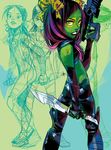  dagger flat_chest gamora green_skin guardians_of_the_galaxy gun hair_ribbon marvel otto_schmidt ribbon solo twintails weapon 