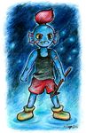  2015 bandage clothing fish hair marine melee_weapon monster polearm shrubsparrow_(artist) spear undertale undyne video_games weapon 