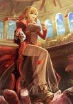  aestus_estus ahoge armor bad_id bad_pixiv_id blonde_hair day fate/extra fate_(series) nero_claudius_(fate) nero_claudius_(fate)_(all) solo stepped_on xiaoyin_li 