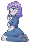  bad_id bad_pixiv_id bangs blue_eyes blunt_bangs blush boots expressionless from_behind full_body grey_skin looking_at_viewer maud_pie my_little_pony my_little_pony_friendship_is_magic pebble personification purple_hair sanjiro_(tenshin_anman) short_hair simple_background sitting solo wariza white_background 