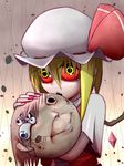  :o bad_id bad_pixiv_id banned_artist blonde_hair blood blood_stain blue_eyes broken commentary_request crack crystal demon_wings eyeball fingernails flandre_scarlet gradient gradient_background hair_between_eyes hat hat_ribbon highres holding horror_(theme) long_fingernails mob_cap nail_polish okahi open_mouth pale_skin red_nails red_sclera ribbon sharp_fingernails short_sleeves sidelocks simple_background solo teeth touhou upper_body vampire wings yellow_eyes yellow_pupils 