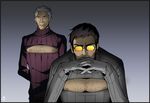  brown_hair chest_hair cleavage_cutout fishine fuyutsuki_kouzou gendou_pose glasses grey_hair hands_clasped ikari_gendou male_focus meme_attire multiple_boys neon_genesis_evangelion nipples opaque_glasses open-chest_sweater own_hands_together parody ribbed_sweater steepled_fingers sweater turtleneck 