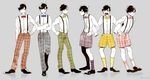  :3 ;) alternate_costume bad_id bad_twitter_id bangs black_hair bow bowtie brothers crossed_arms grey_background hand_on_hip heart heart_in_mouth locked_arms looking_at_viewer male_focus matsuno_choromatsu matsuno_ichimatsu matsuno_juushimatsu matsuno_karamatsu matsuno_osomatsu matsuno_todomatsu moneko multiple_boys one_eye_closed osomatsu-kun osomatsu-san pants pink_shorts plaid plaid_pants plaid_shorts purple_legwear sextuplets shorts siblings simple_background sleeves_past_wrists slouching smile socks striped striped_legwear suspender_shorts suspenders swept_bangs twitter_username 