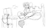  anthro black_and_white female mammal monochrome mouse onomatopoeia rodent sketch solo sound_effects tgwonder video_games 