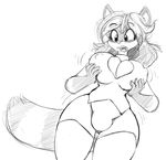 anthro black_and_white breasts bulge dickgirl intersex mammal monochrome raccoon simple_background solo tgwonder 