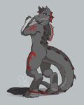  anthro clothed clothing half-closed_eyes invalid_tag kittydee male nude pants pants_down partially_clothed scalie simple_background solo standing 