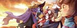  3girls alphys androgynous animal_ears armor asgore_dreemurr beard blonde_hair blue_skin brown_hair cloak closed_eyes denim evening eyepatch facial_hair frisk_(undertale) glasses gloves goat_ears good_end hands_in_pockets hands_on_another's_shoulder head_fins holding_hands hood hoodie horns injury labcoat md5_mismatch monster_boy monster_girl multiple_boys multiple_girls papyrus_(undertale) pauldrons ponytail red_hair red_scarf robe sans scarf shirt shoulder_pads signature skeleton sky sleeveless sleeveless_shirt smile spoilers striped striped_sweater sweater tabard tank_top toriel torn_clothes turtleneck undertale undyne yamsgarden yellow_eyes yellow_skin 