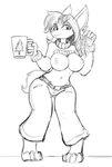  anthro black_and_white breasts canine clothing cup digitigrade dog female mammal mistletoe monochrome plant shirt shirt_lift sketch solo tgwonder 